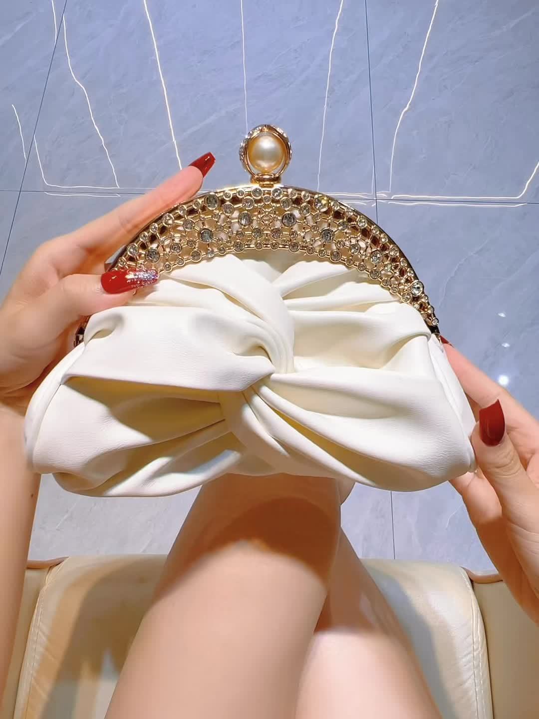 Elegant Mini Clutch with Rhinestone Crown and Removable Strap