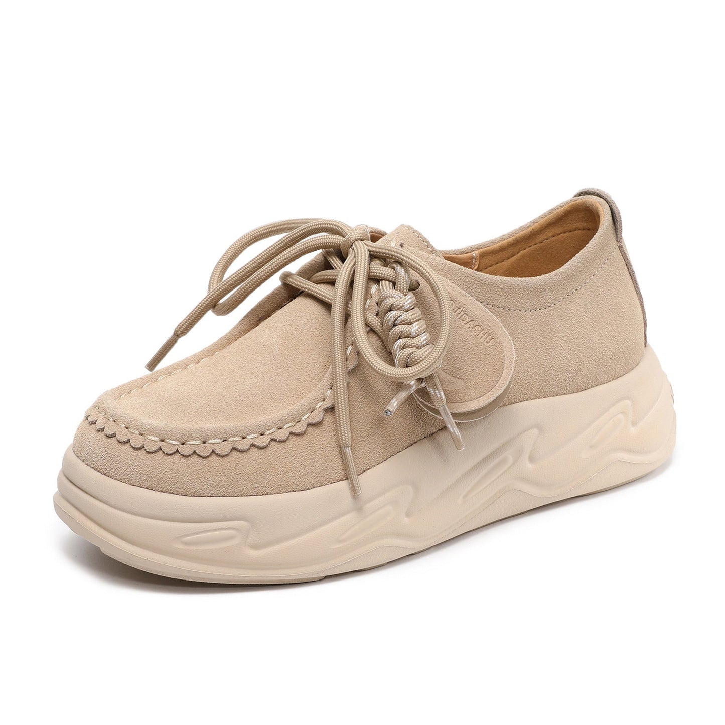 Women's Plain Suede Leather Platform Casual Shoes-RAIIFY