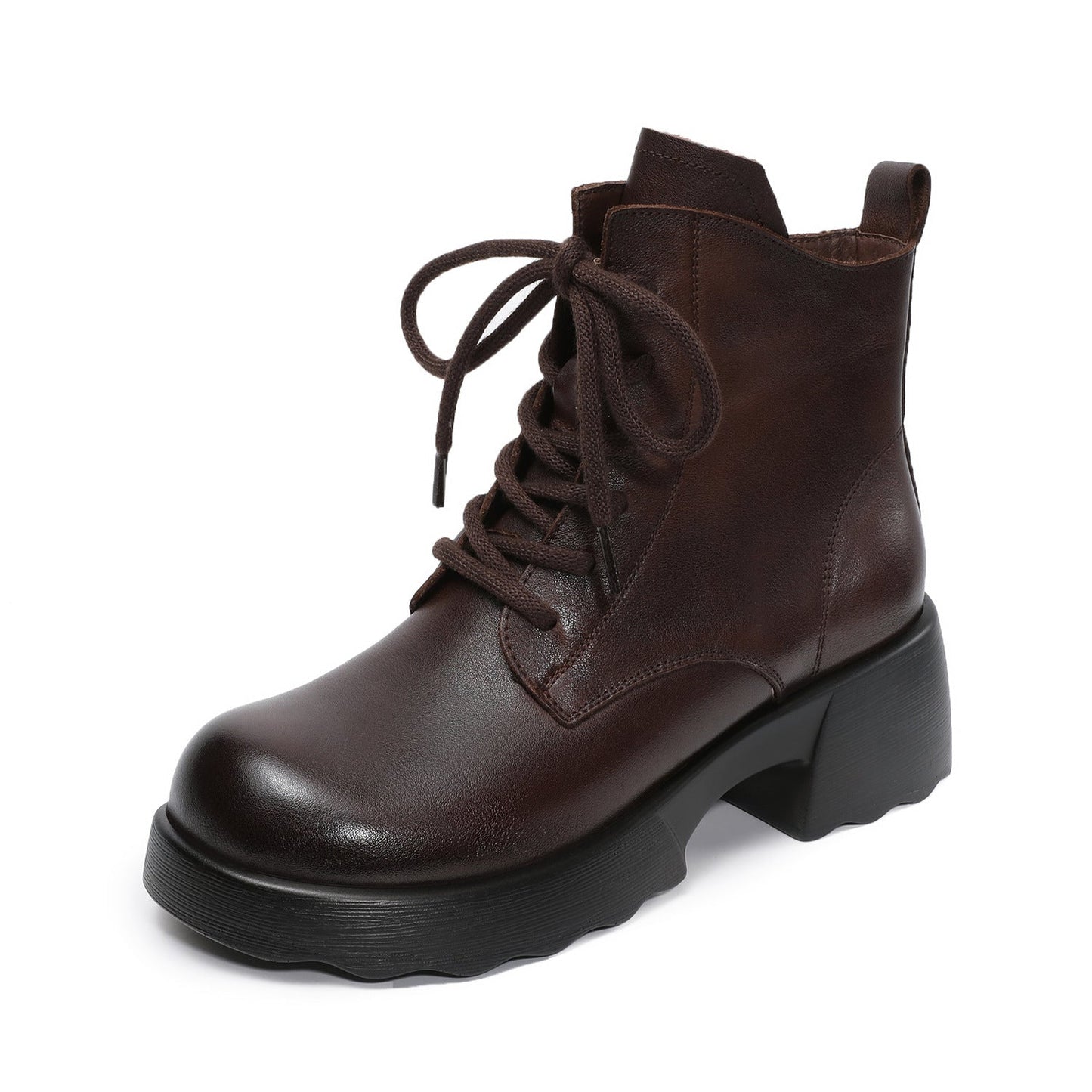 Women's Soft Breathable Leather Low Heel Ankle Boots-RAIIFY