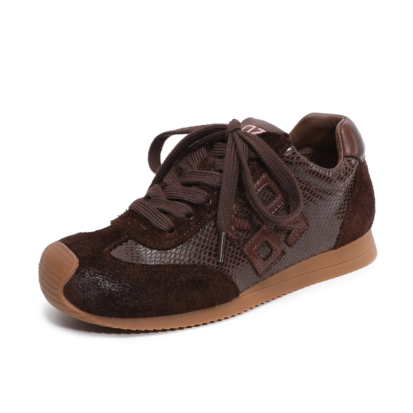 Women's Retro Patchwork Leather Flat Casual Sneakers-RAIIFY