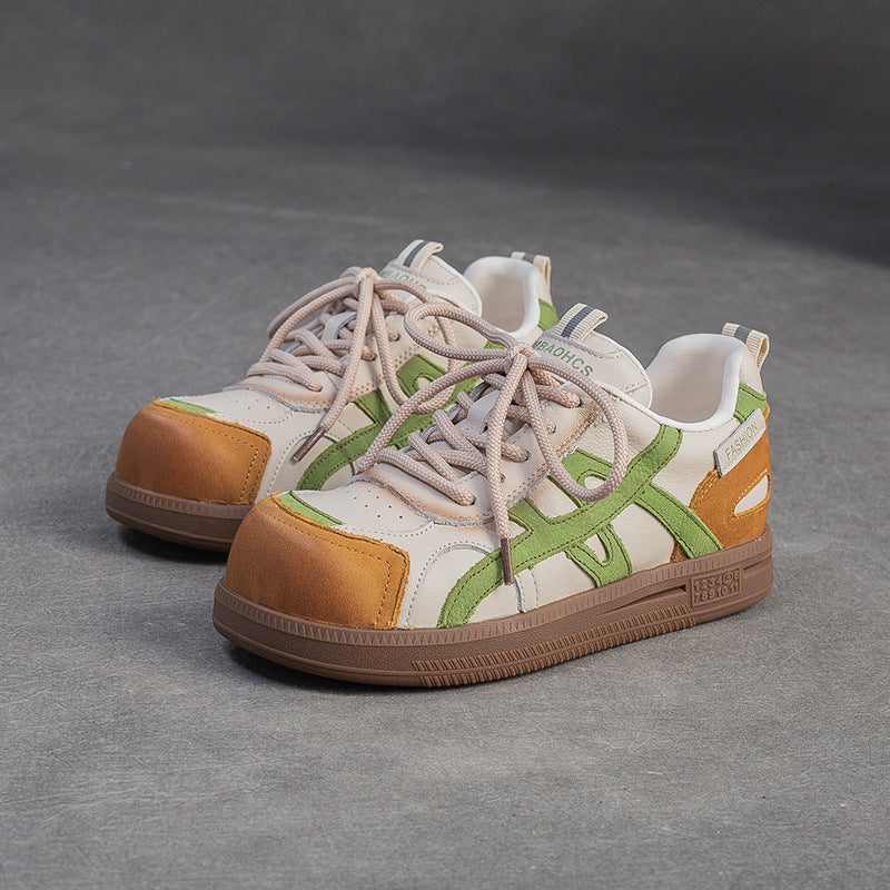 Women's Retro Quilted Leather Flat Casual Shoes-RAIIFY