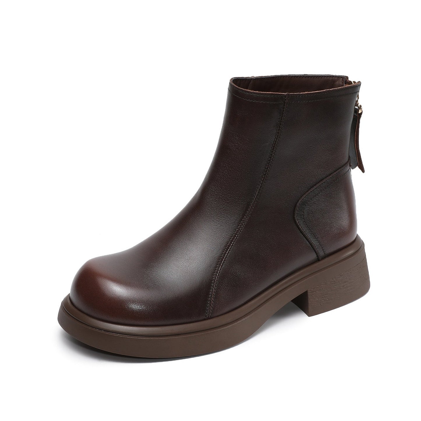 Women's Retro Plain Leather Minimalist Ankle Boots-RAIIFY