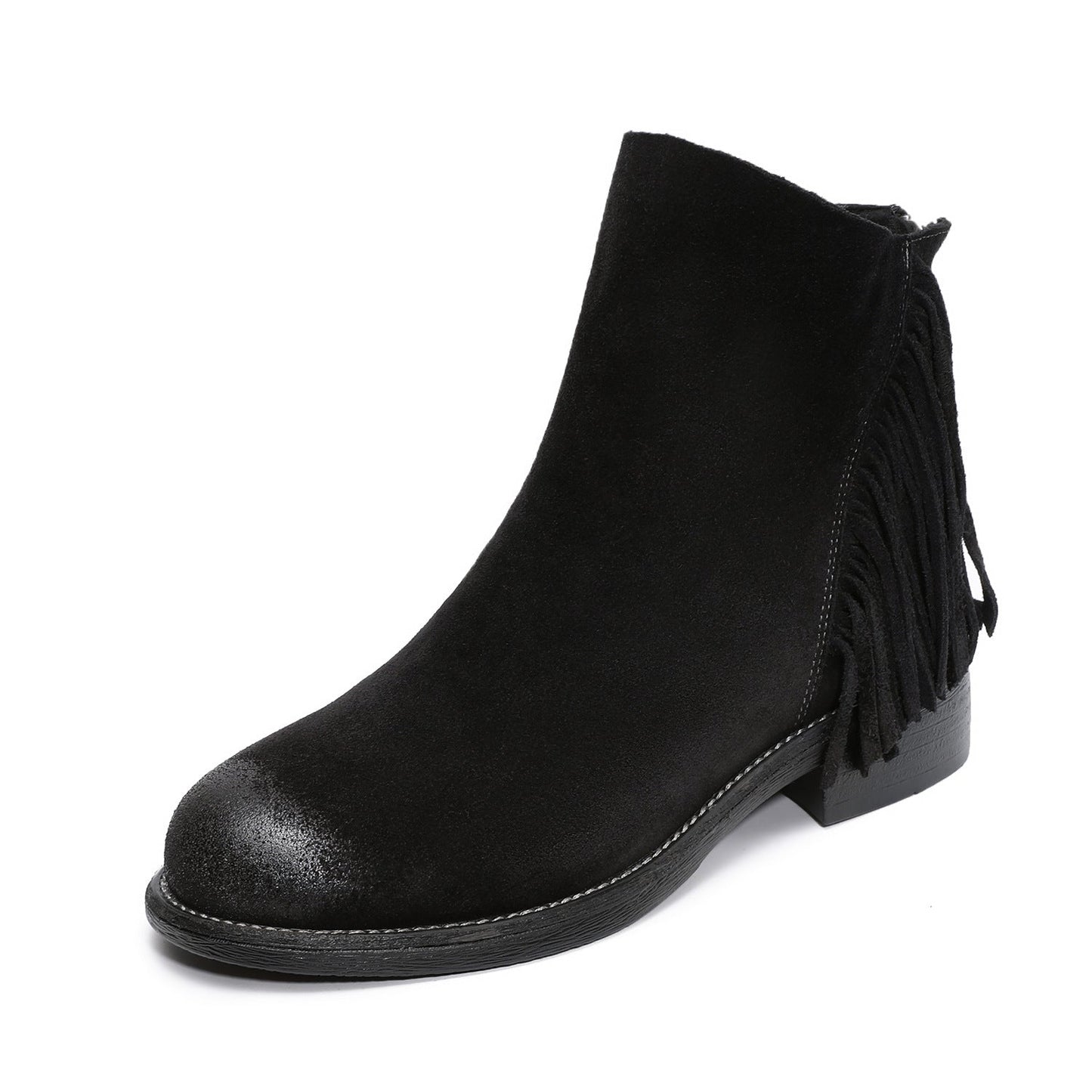 Women's Retro Plain Suede Tassels Ankle Boots-RAIIFY