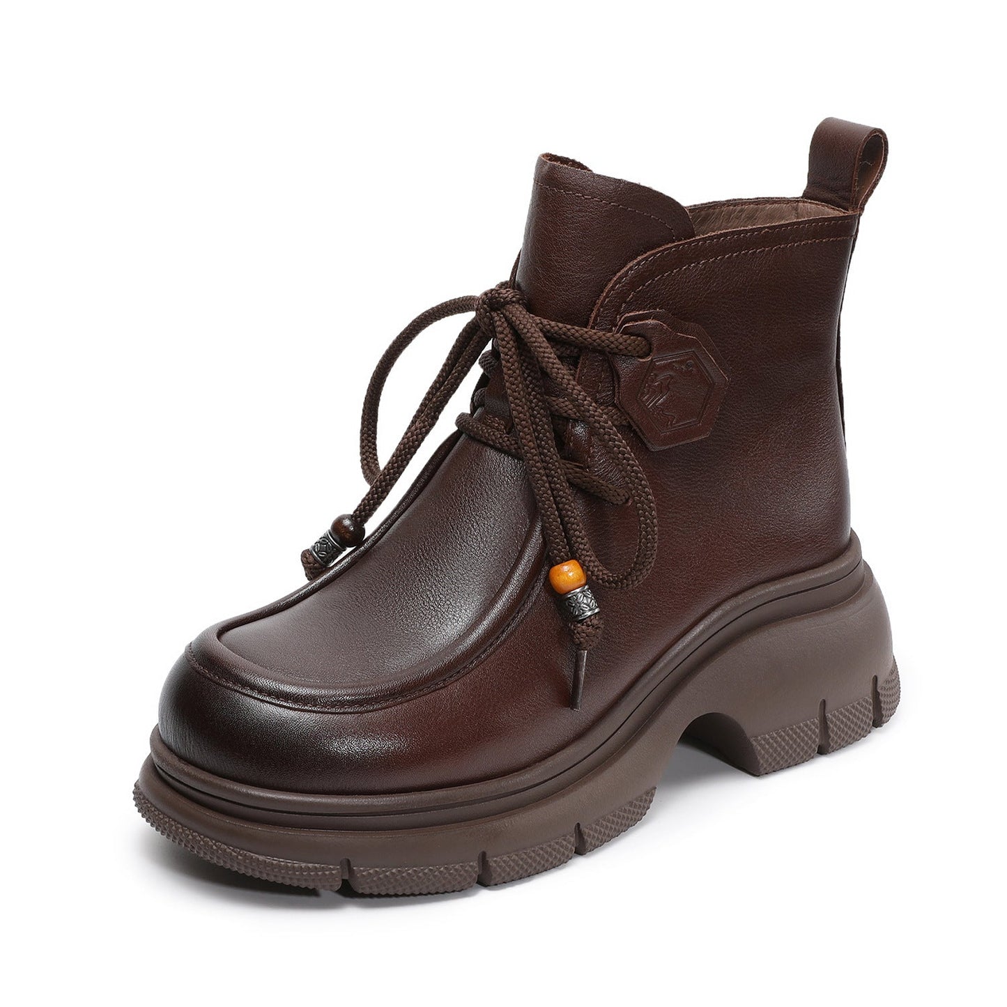 Women's Retro Leather Platform Casual Ankle Boots-RAIIFY