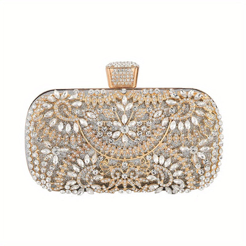 Hollow Rhinestone Flower Evening Bag: Luxury Wedding Party Clutch