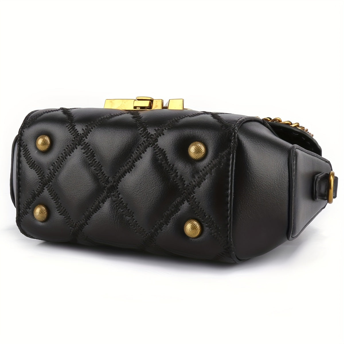 Trendy Quilted Mini Metal Decor Crossbody Handbag for Women