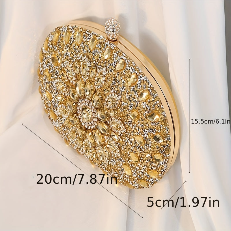Sunflower Rhinestone Evening Clutch: Perfect Women's Party Purse