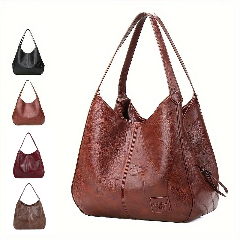 Soft Vegan Tote Bag with Multiple Pockets and Adjustable Straps