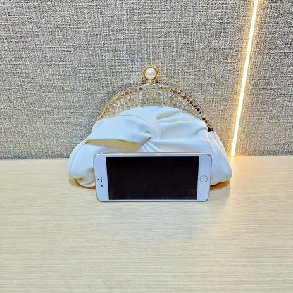 Elegant Mini Clutch with Rhinestone Crown and Removable Strap