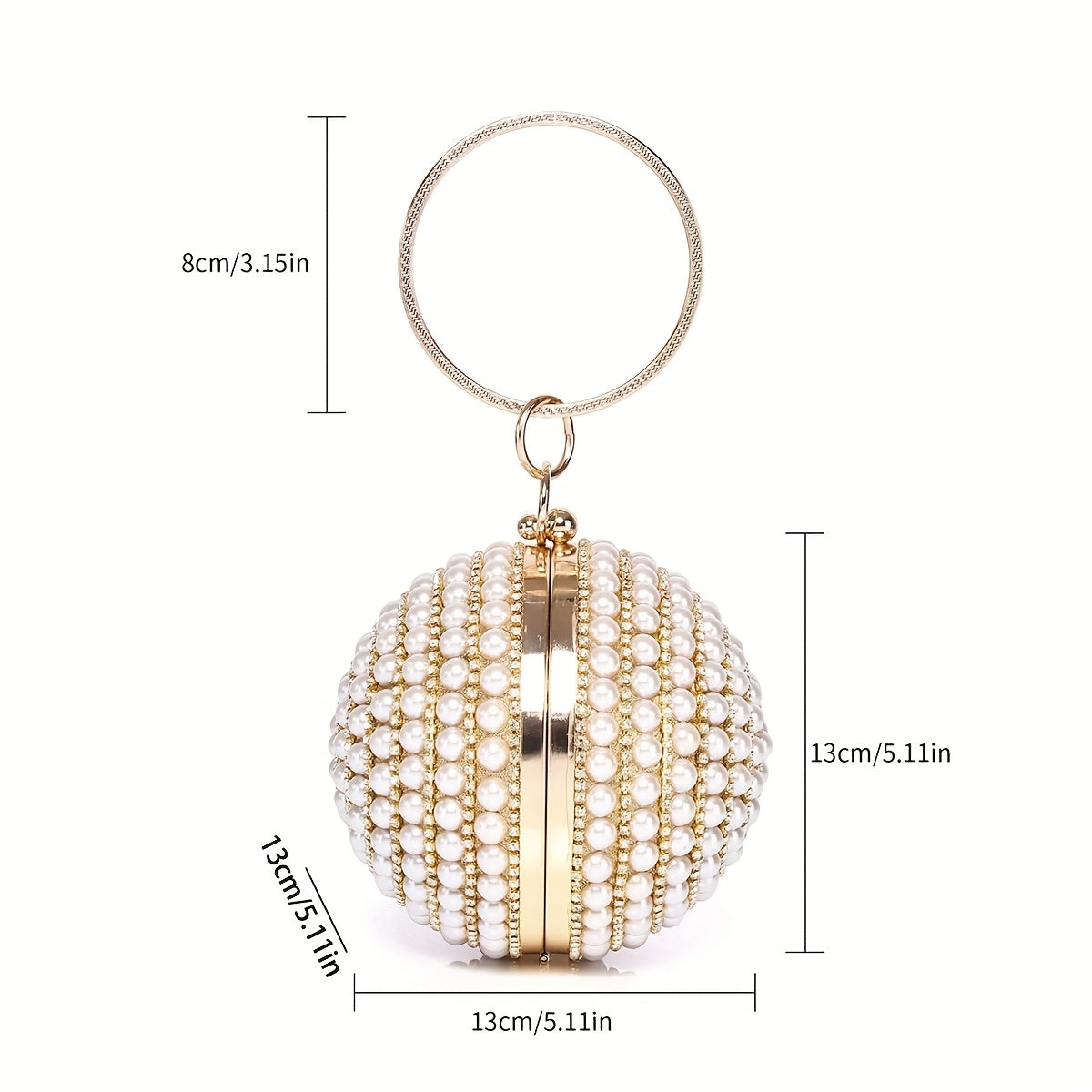 Elegant Faux Pearl Evening Bag with Rhinestone Accents