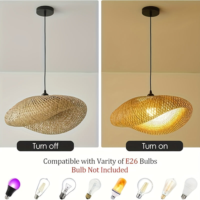 Hand-Woven Bamboo Pendant Light for Modern Farmhouse Style