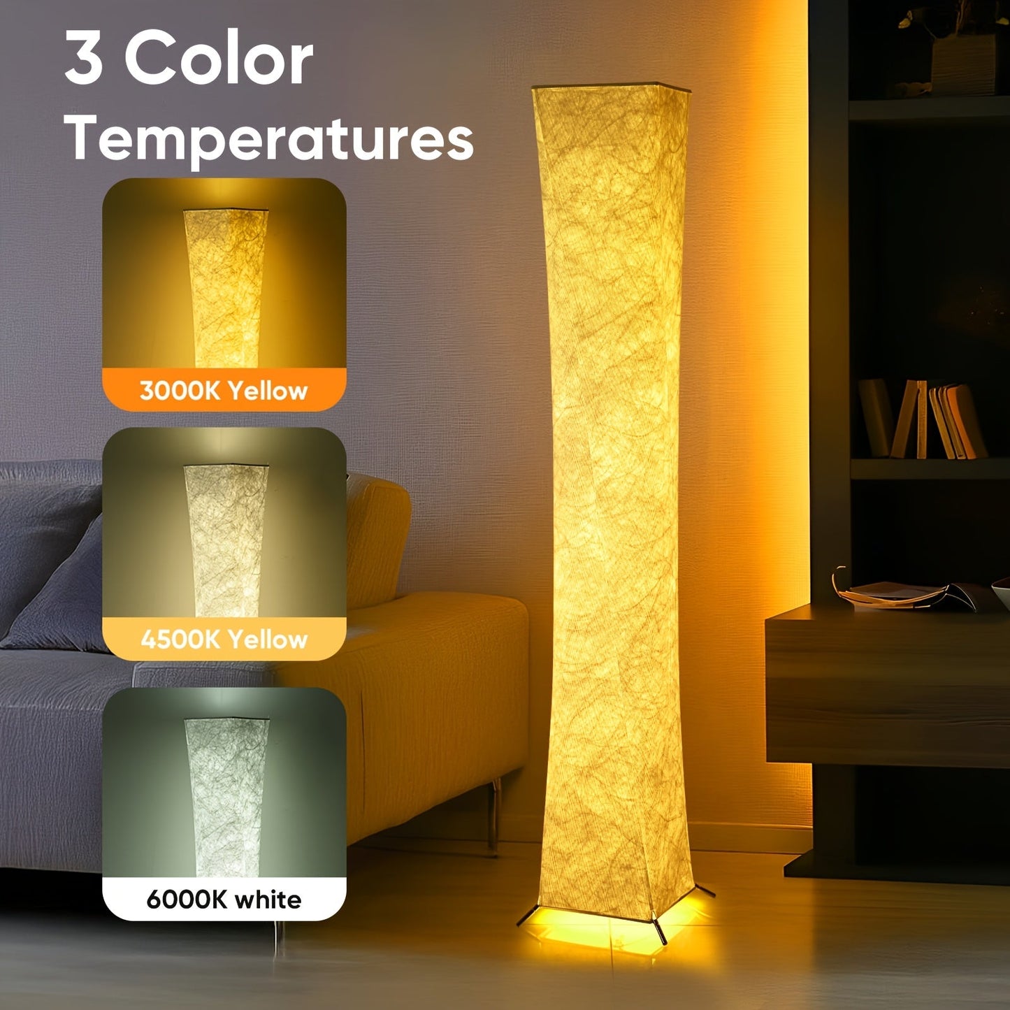 Stylish Dimmable LED Floor Lamp with USB and Warm Light