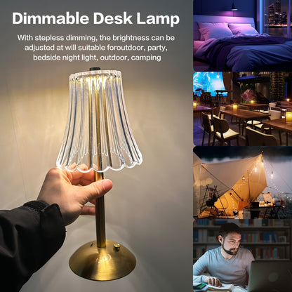 Stylish Metal Table Lamp with Touch Control and Rechargeable Design