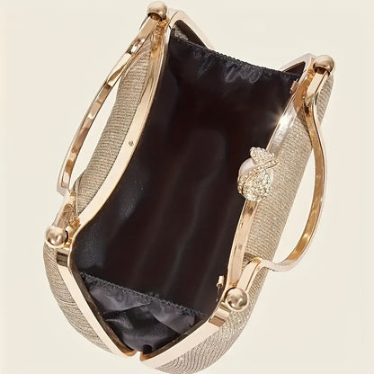 Elegant golden clutch purse with detachable strap for events