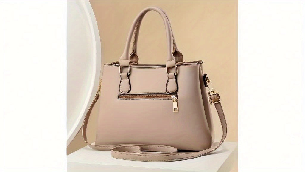 Fashionable plaid handbag with large capacity and zip closure