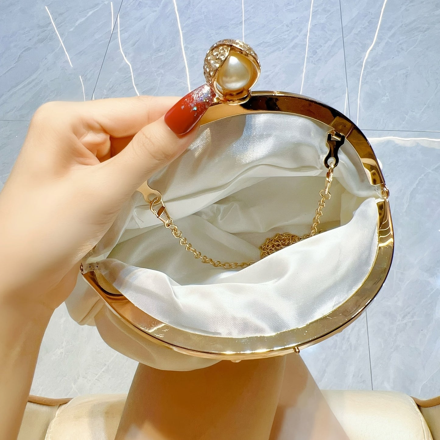 Elegant Mini Clutch with Rhinestone Crown and Removable Strap