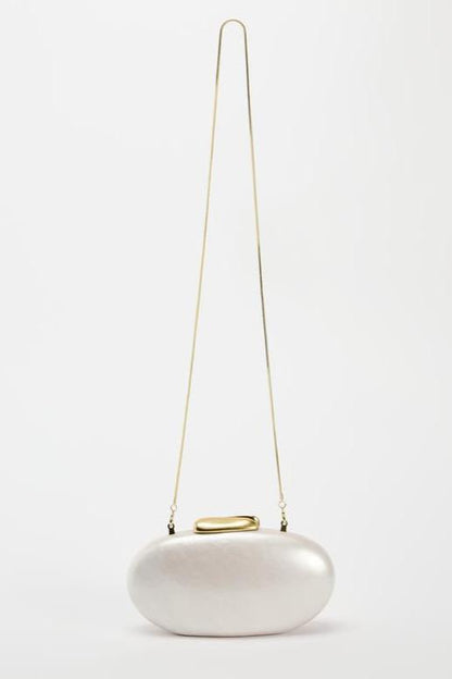 Elegant evening clutch with satin finish and gold clasp