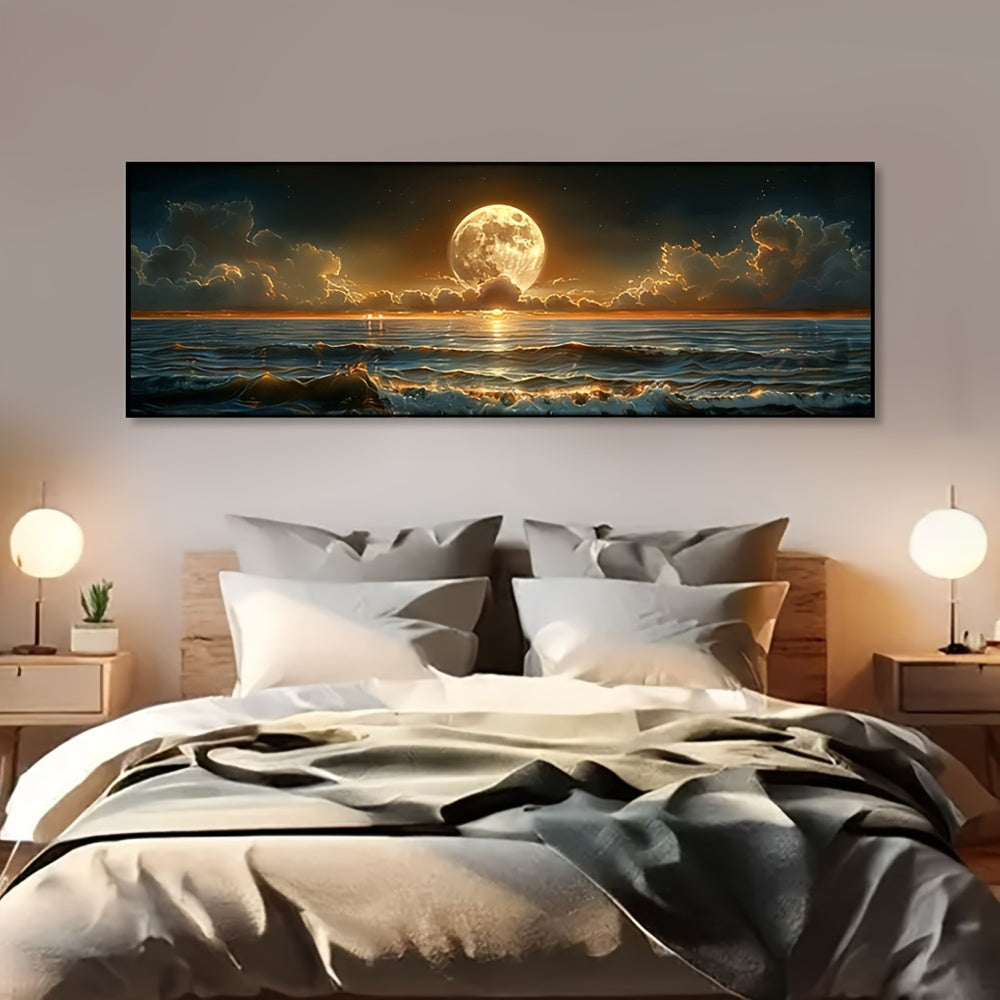 Frameless Moonlight Sea View Poster for Coastal Home Decor