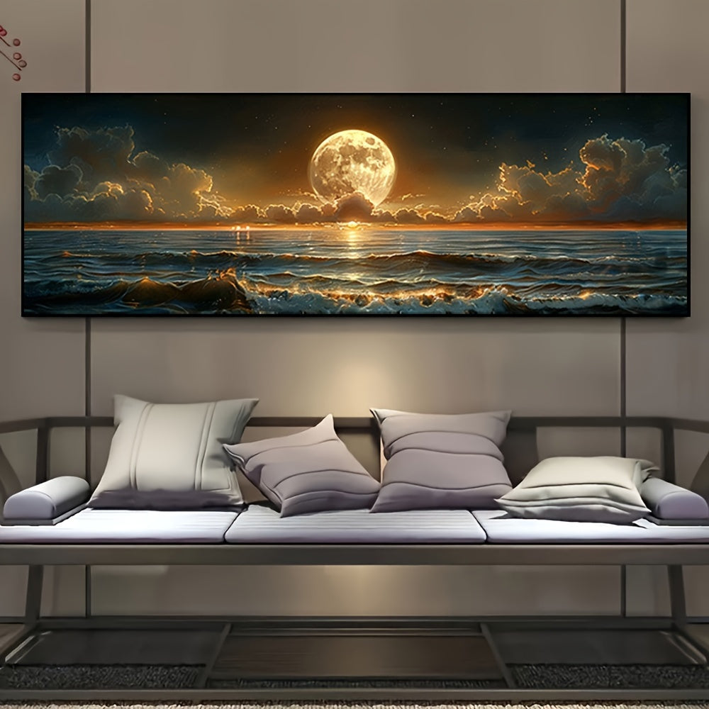 Frameless Moonlight Sea View Poster for Coastal Home Decor