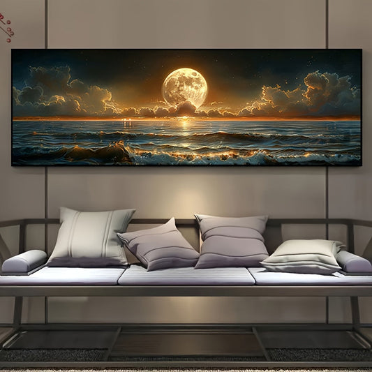 Frameless Moonlight Sea View Poster for Coastal Home Decor