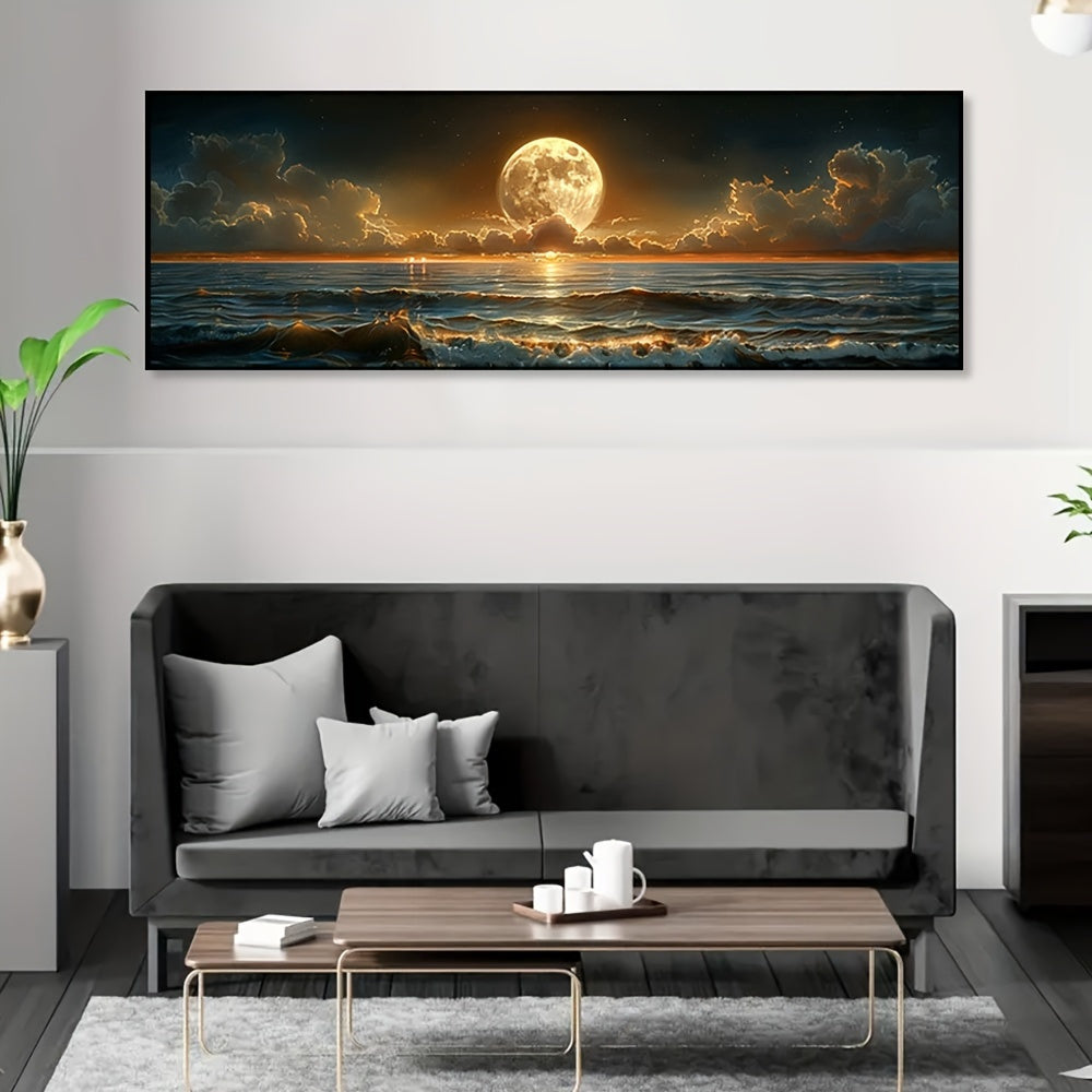 Frameless Moonlight Sea View Poster for Coastal Home Decor