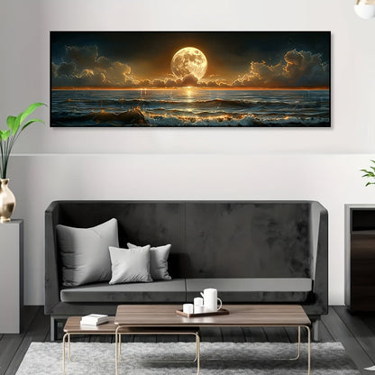 Frameless Moonlight Sea View Poster for Coastal Home Decor