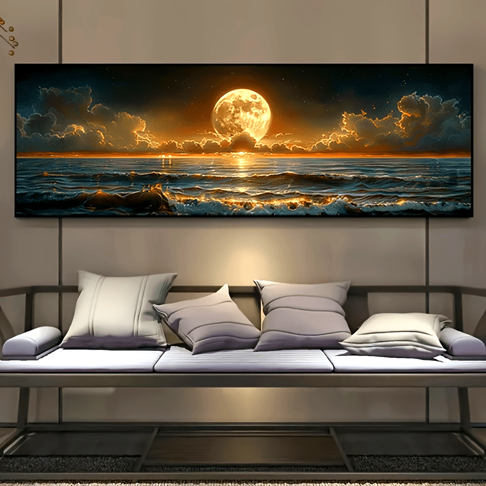 Frameless Moonlight Sea View Poster for Coastal Home Decor