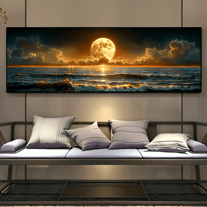 Frameless Moonlight Sea View Poster for Coastal Home Decor