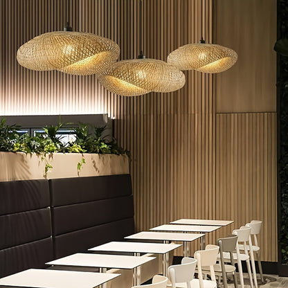 Hand-Woven Bamboo Pendant Light for Modern Farmhouse Style