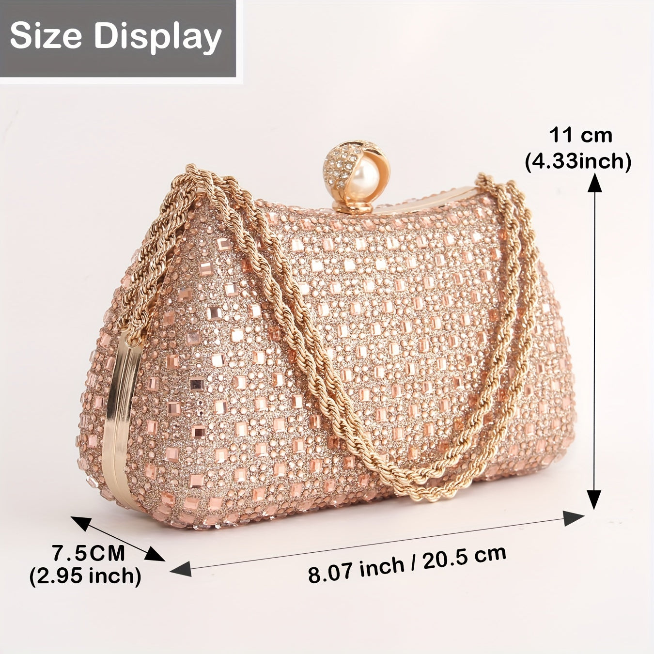 Elegant evening crossbody bag with sparkling rhinestones for parties