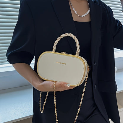 Trendy Oval Shape Mini Crossbody Bag with Braided Handle