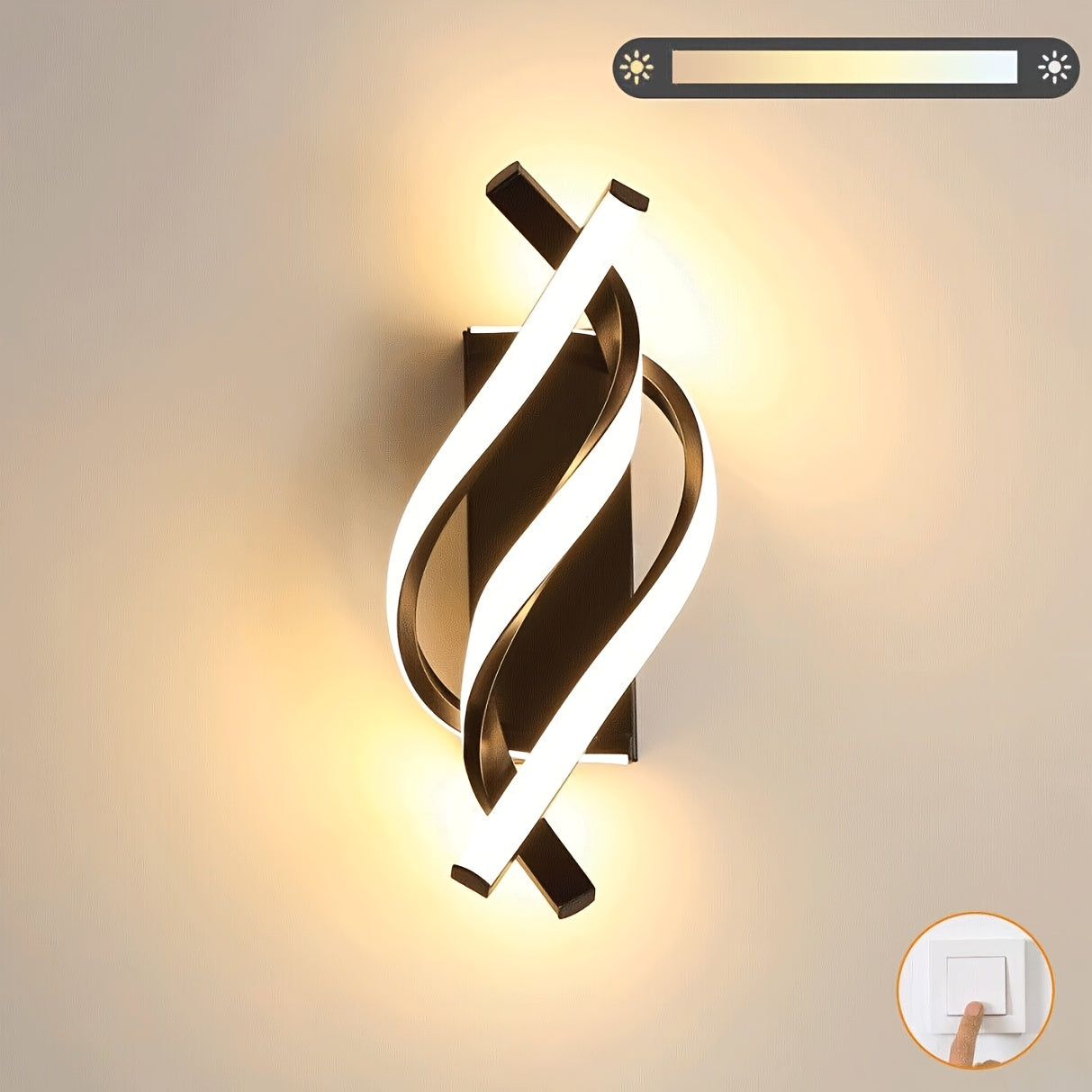 Modern seashell wall light with adjustable metal arc design