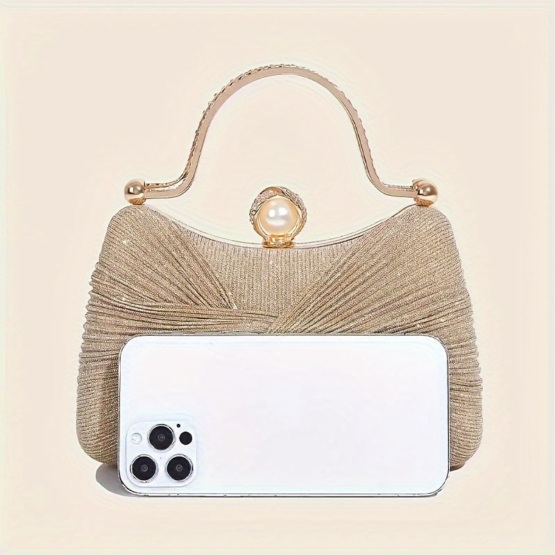 Elegant golden clutch purse with detachable strap for events