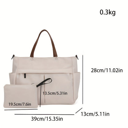 Chic Women's Nylon Tote Bag with Zip Closure and Pockets