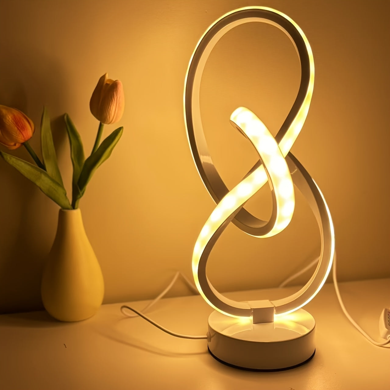 Stylish Black Creative Spiral USB Desk Lamp with 3 Colors