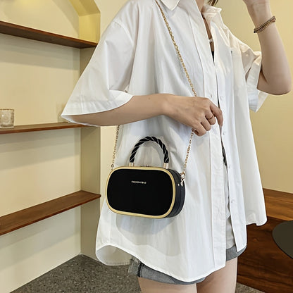 Trendy Oval Shape Mini Crossbody Bag with Braided Handle