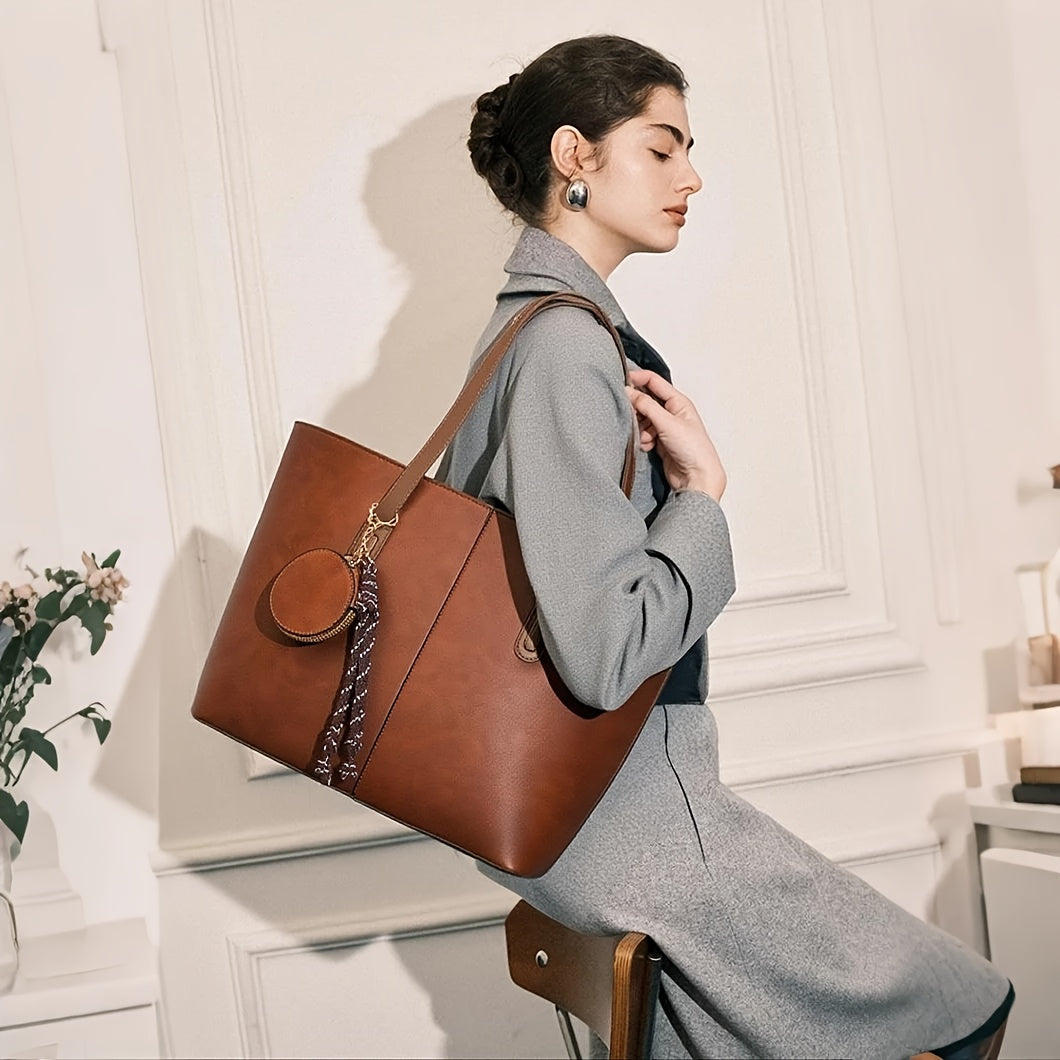 Stylish Large Capacity Tote Bag for Women with Coin Purse