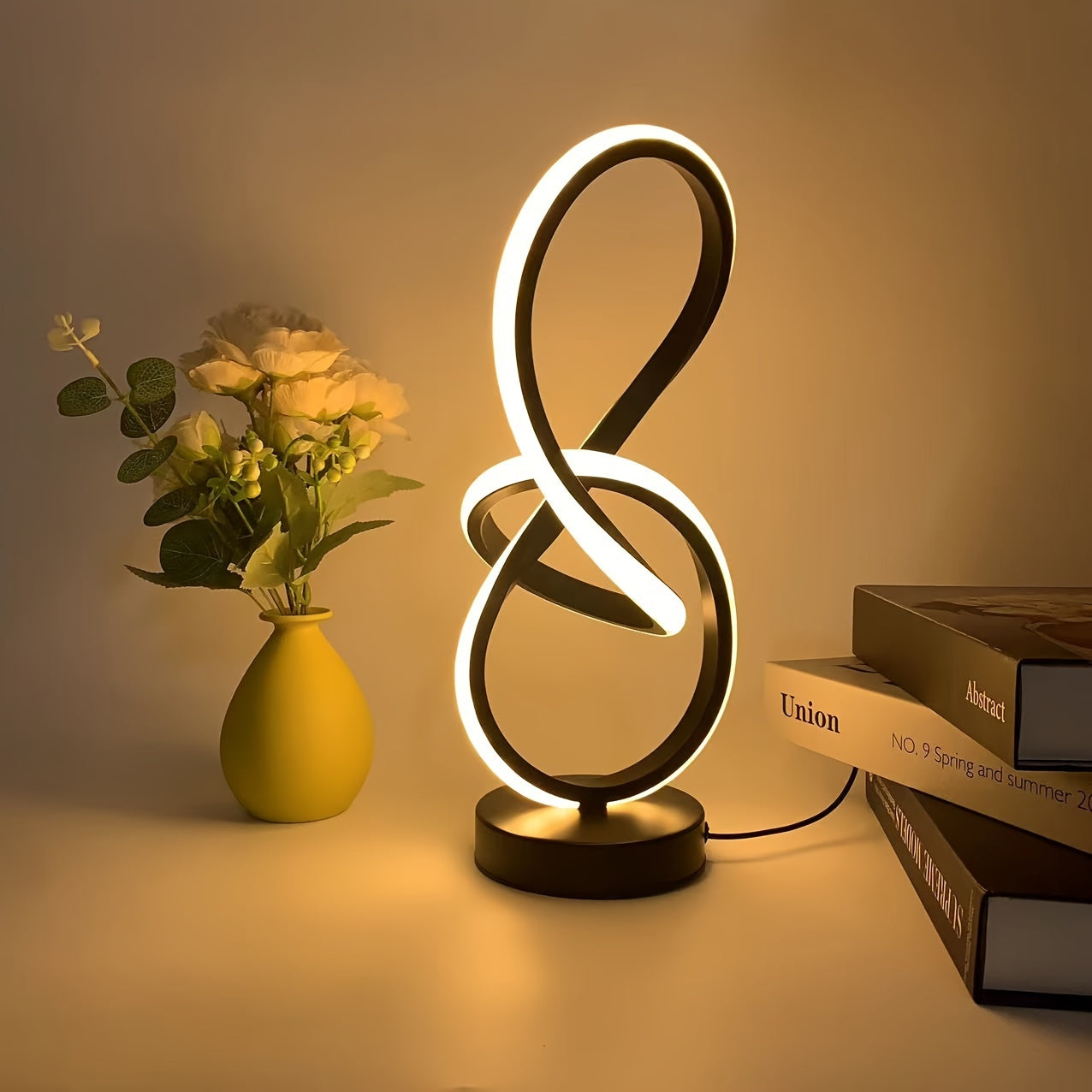 Stylish Black Creative Spiral USB Desk Lamp with 3 Colors