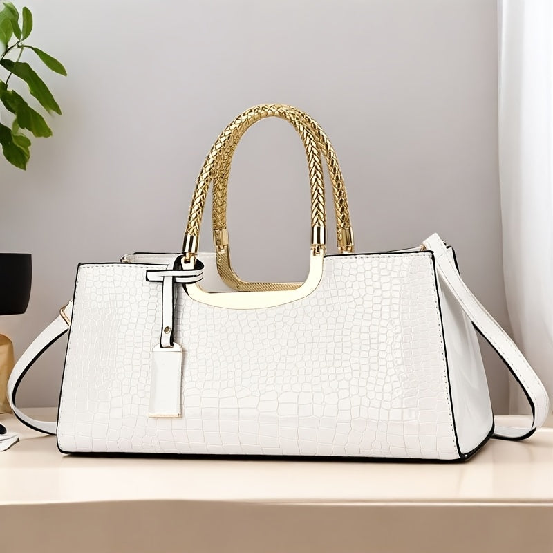 Elegant Evening Clutch with Gold Hardware and Detachable Strap