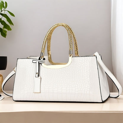 Elegant Evening Clutch with Gold Hardware and Detachable Strap