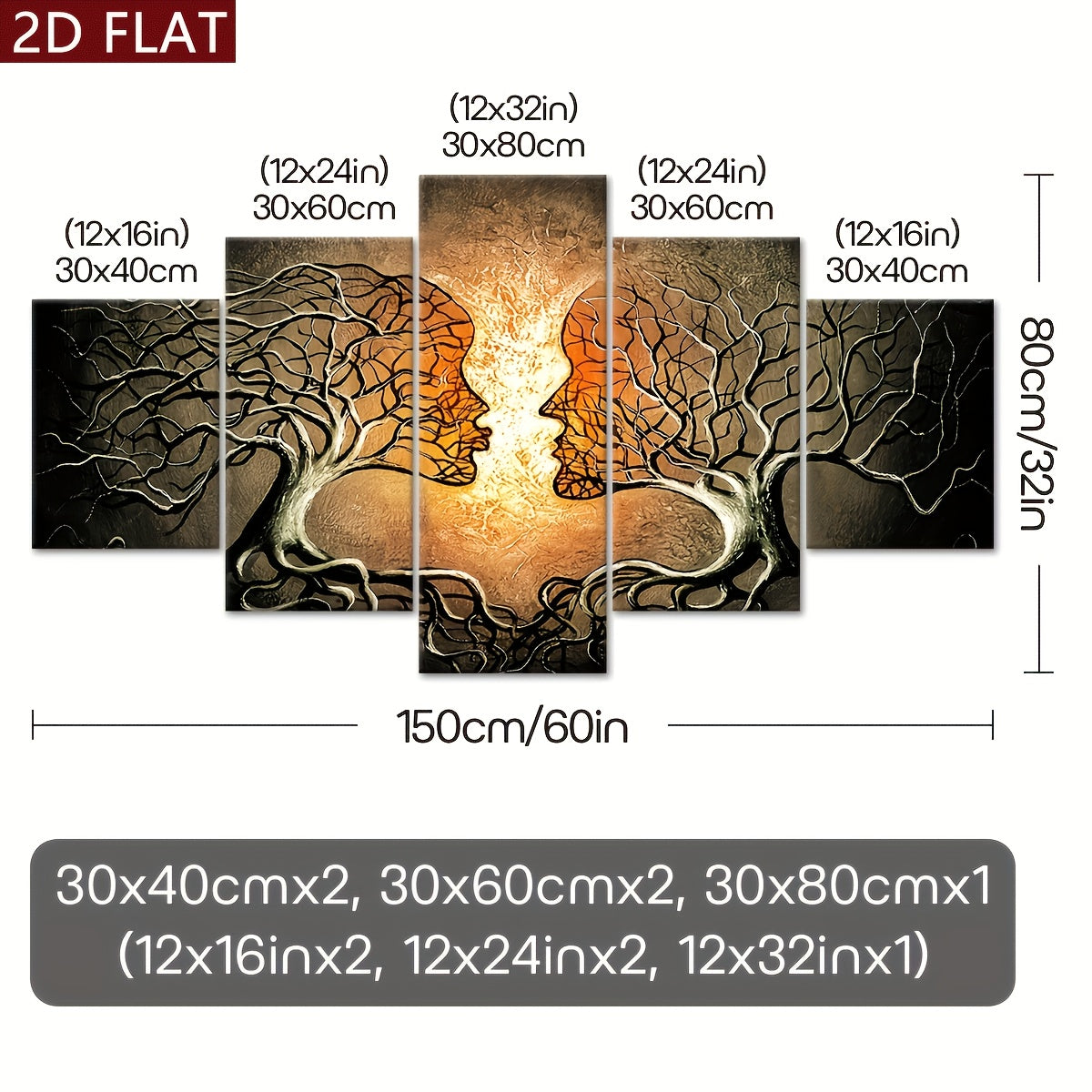 Tree of Life Canvas Art: 5 Panel Modern Wall Decor
