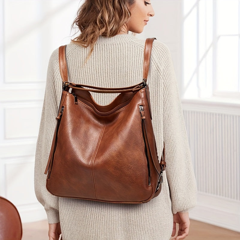 Chic 3-Piece Retro Tote Bag Set with Backpack and Purse