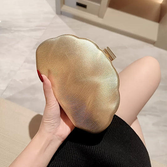 Elegant Golden Clutch Evening Bag with Pearlized Finish