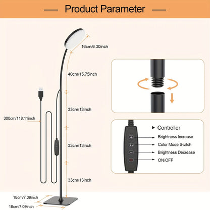 Versatile USB Powered Modern LED Floor Lamp with Adjustable Colors