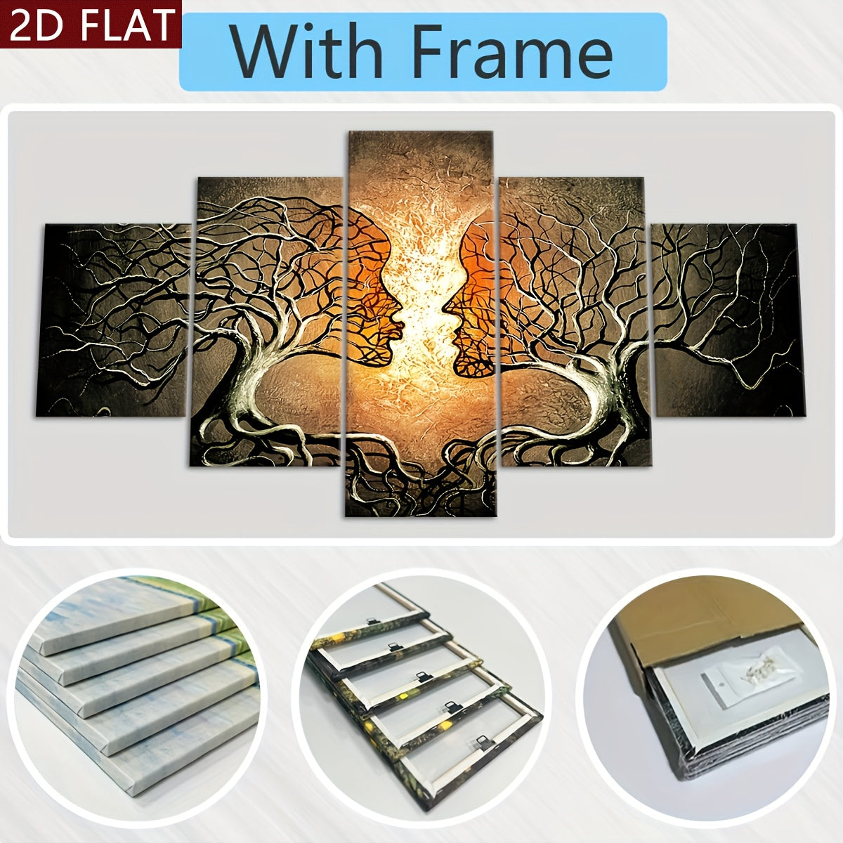 Tree of Life Canvas Art: 5 Panel Modern Wall Decor