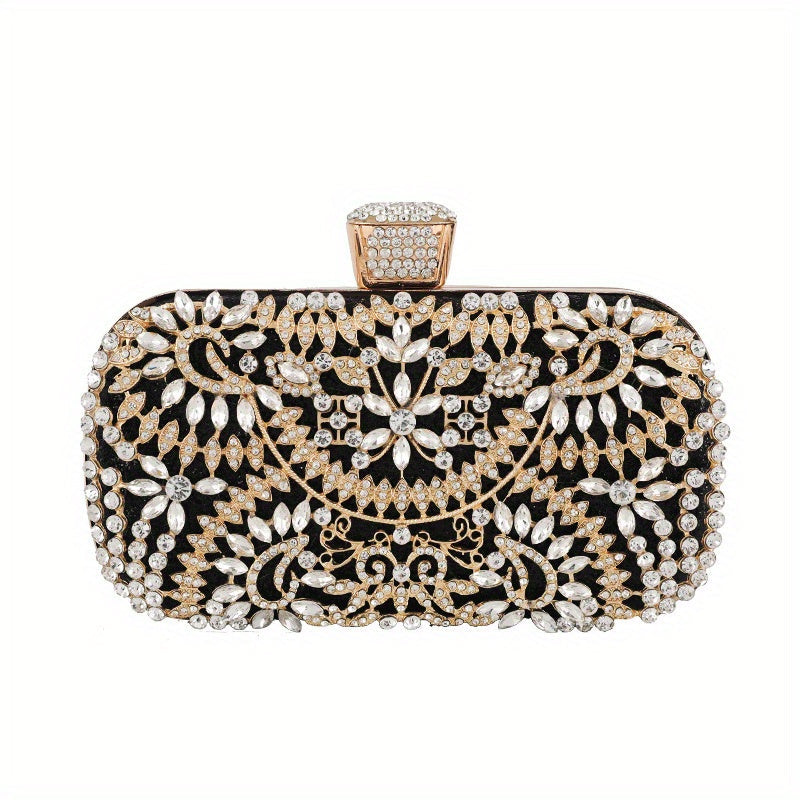 Hollow Rhinestone Flower Evening Bag: Luxury Wedding Party Clutch
