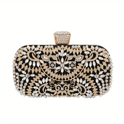 Hollow Rhinestone Flower Evening Bag: Luxury Wedding Party Clutch