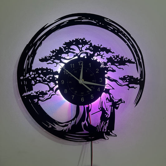 Bonsai Tree Design Vintage Vinyl Record Clock for Unique Decor