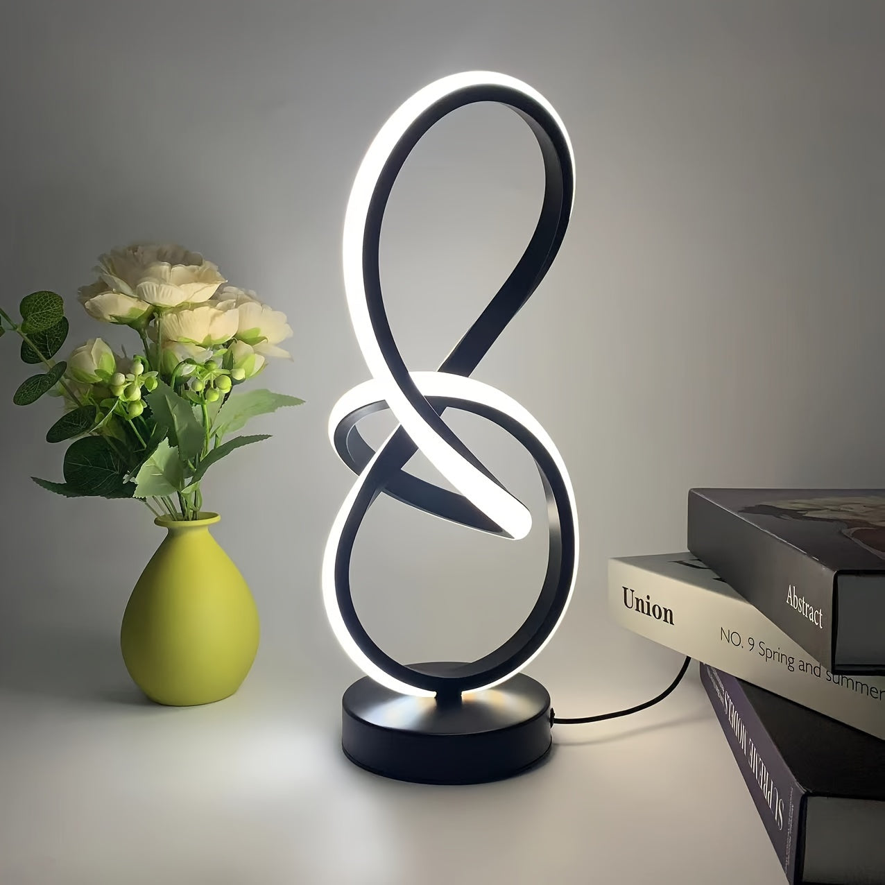 Stylish Black Creative Spiral USB Desk Lamp with 3 Colors