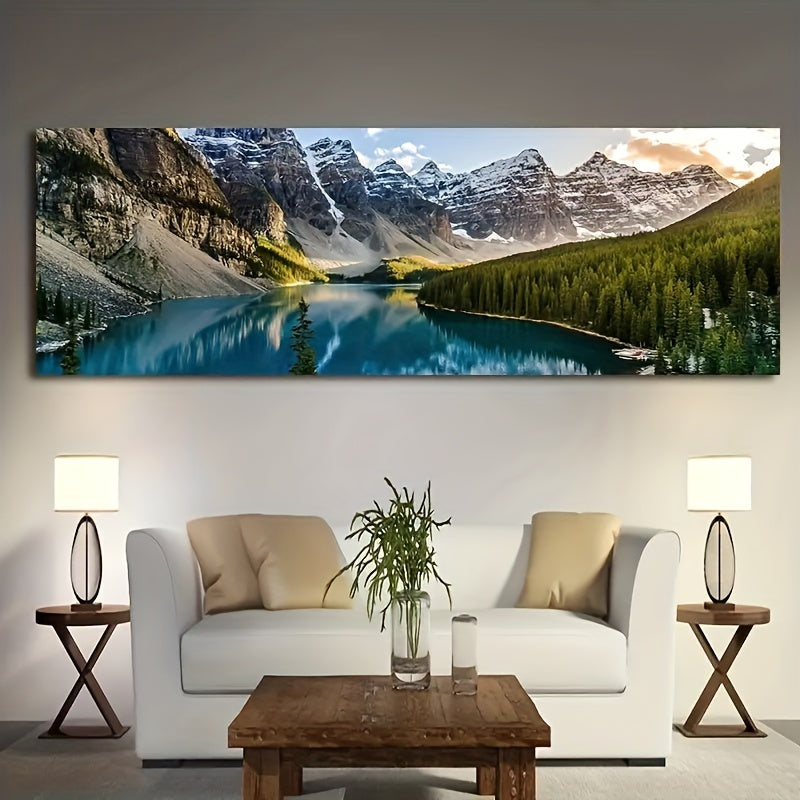 Lake Forest Mountain Scenery Canvas Painting for Wall Art